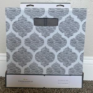 Grey & White Foldable Threshold Storage Bin, 13” L × 13" W x 13" H